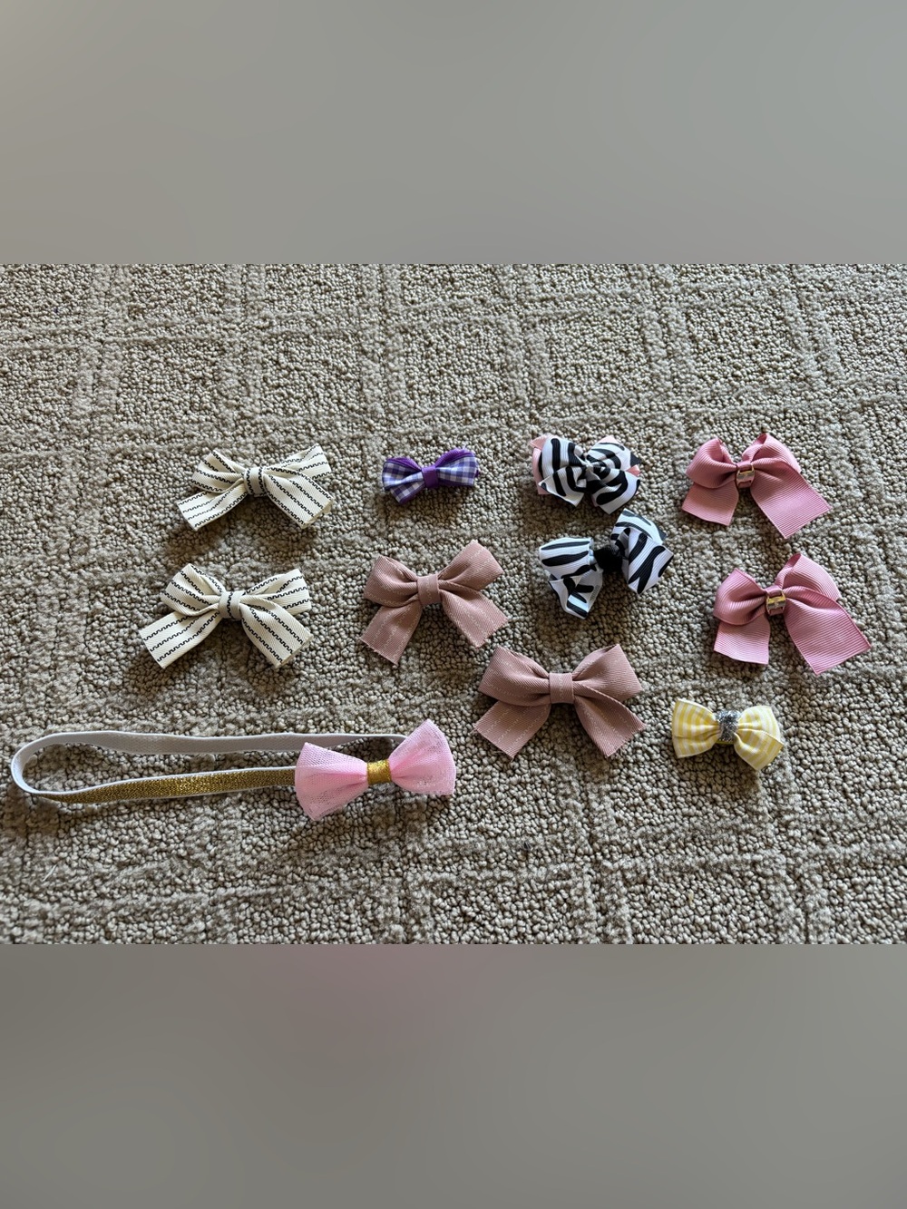 Assorted Pink and Patterned Kids Hair Bow Set